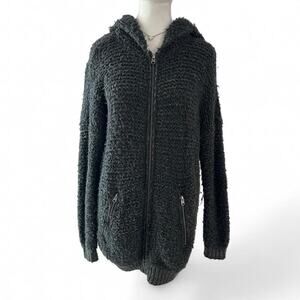 Abercrombie Heavy Weight Cable Knitted Zip Up Hooded Jacket 2 Pockets Size M-L